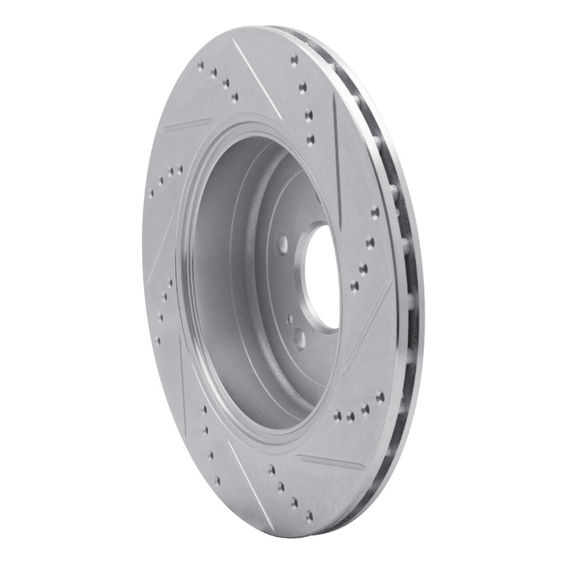 Hyundai Genesis Coupe Brake Rotor (1) - Rear Left - R1 Concepts - Drilled & Slotted - Silver - `10-`16